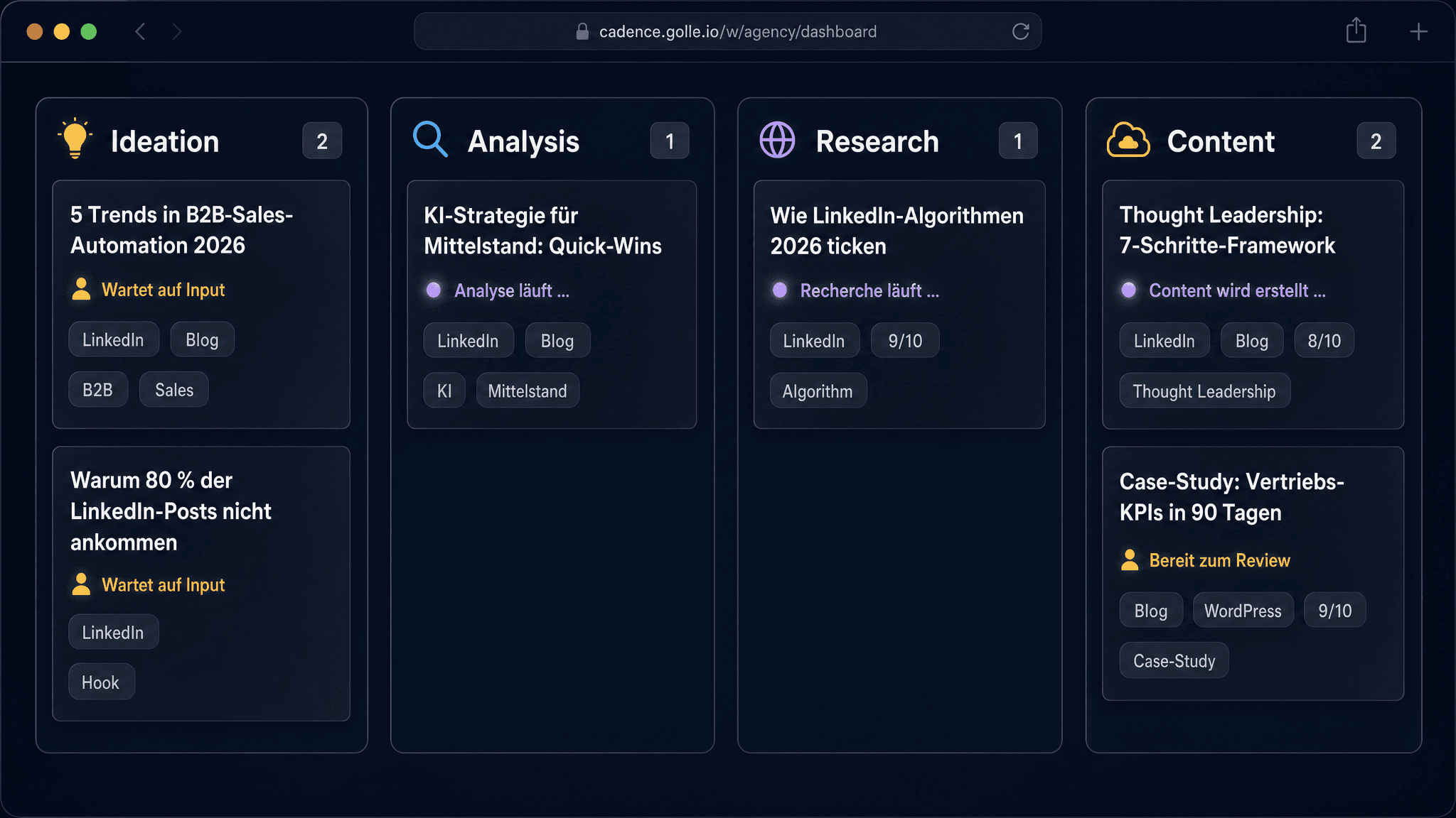 Cadence — KI-Content-Autopilot für LinkedIn & Blog: Screenshot 2