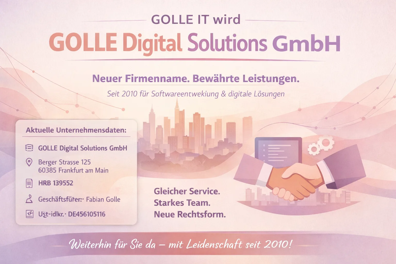 GOLLE IT wird GOLLE Digital Solutions GmbH